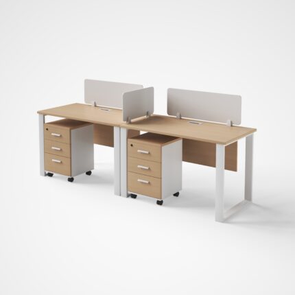 Workstation 2-Person With Pedestal Drawers (WS-LN-OAK) dubai sharjah abu dhabi