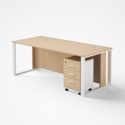 Office Table With Metal Leg (MTL-160-OAK) dubai sharjah abu dhabi